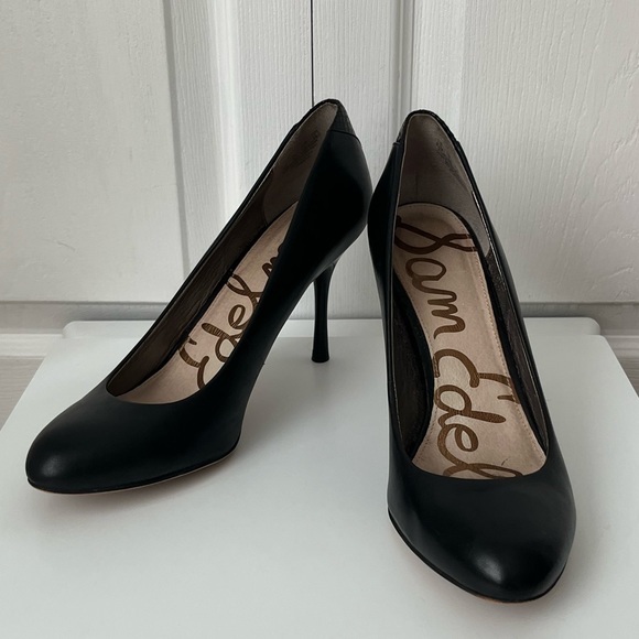 Sam Edelman - “Camdyn” Pump in Black Leather (3” Heel) - Picture 1 of 8